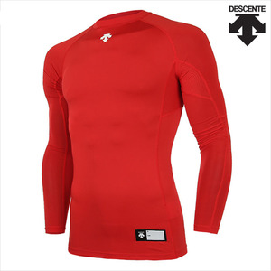 데상트 S7221ZPC02 RED0 절개 라운드 긴팔 언더셔츠(빨강) 긴팔티 스판