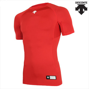 데상트 S7221ZPC04 RED0 절개 라운드 반팔 언더셔츠(빨강) 반팔티